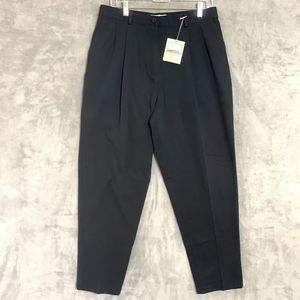 NWT LLBean Pants Women Sz 14 Regular Wrinkle Resistant Cotton Pleated Black